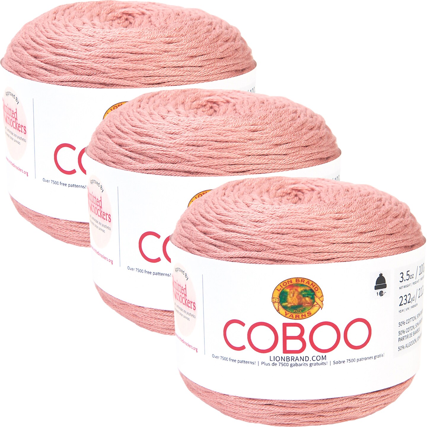 (3 Pack) Lion Brand Coboo Yarn - Mauve