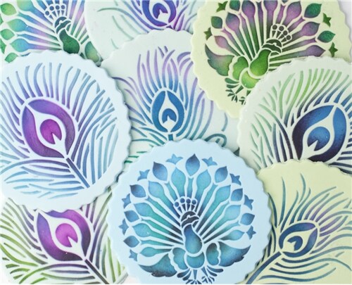 Peacock Cookie Stencil Set | C755 by Designer Stencils | Cookie Decorating Tools | Baking Stencils for Royal Icing, Airbrush, Dusting Powder | Reusable Plastic Food Grade Stencil for Cookies | Easy to Use &#x26; Clean Cookie Stencil