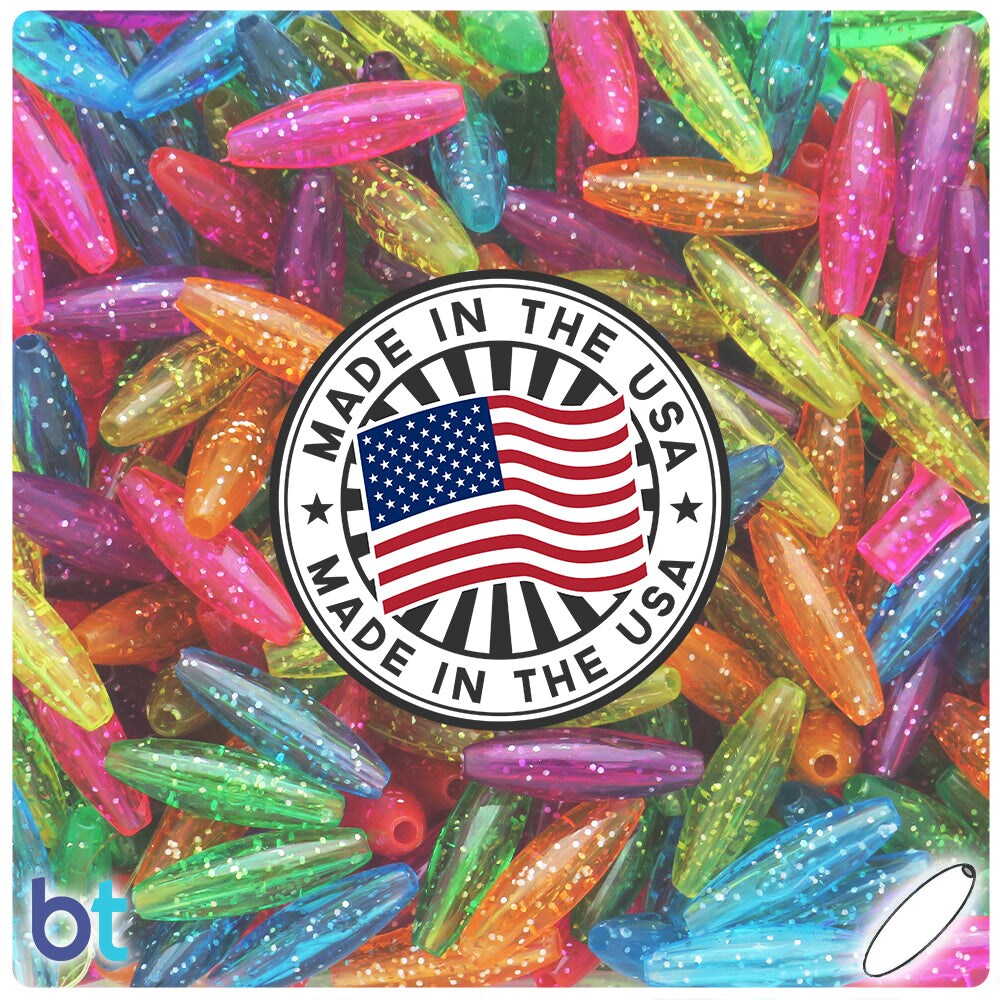 BeadTin Jelly Sparkle Mix 19mm Spaghetti Plastic Craft Beads (150pcs)