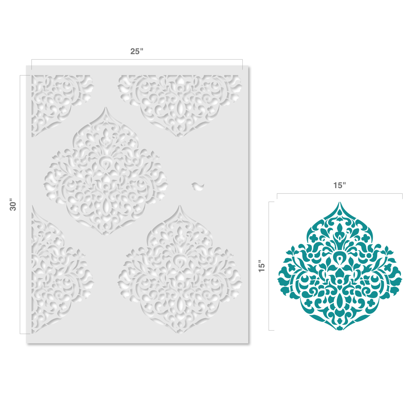 15-Inch Large Moroccan Damask All Over Wall Stencil | 3738 by Designer Stencils | Pattern Stencils | Reusable Stencils for Painting | Safe &#x26; Reusable Template for Wall Decor | Try This Stencil Instead of a Wallpaper | Easy to Use &#x26; Clean