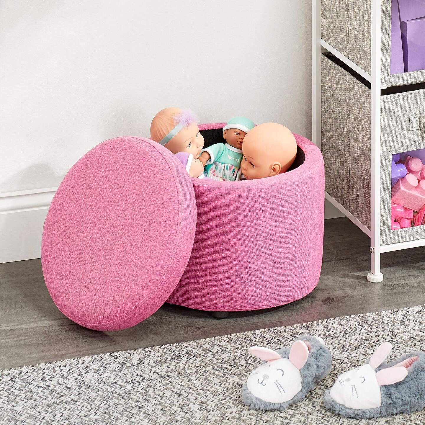 mDesign Modern Small Round Footstool Storage Ottoman Furniture Seat