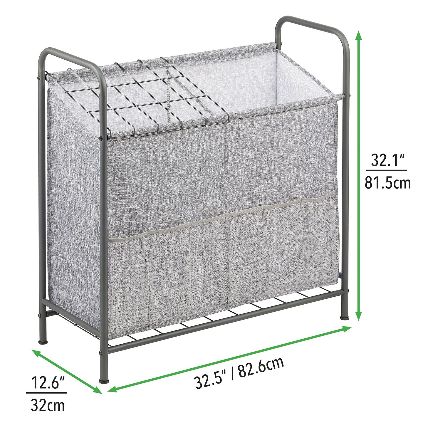 mDesign Sports Equipment Storage Organizer Bin Rack with Front Pockets
