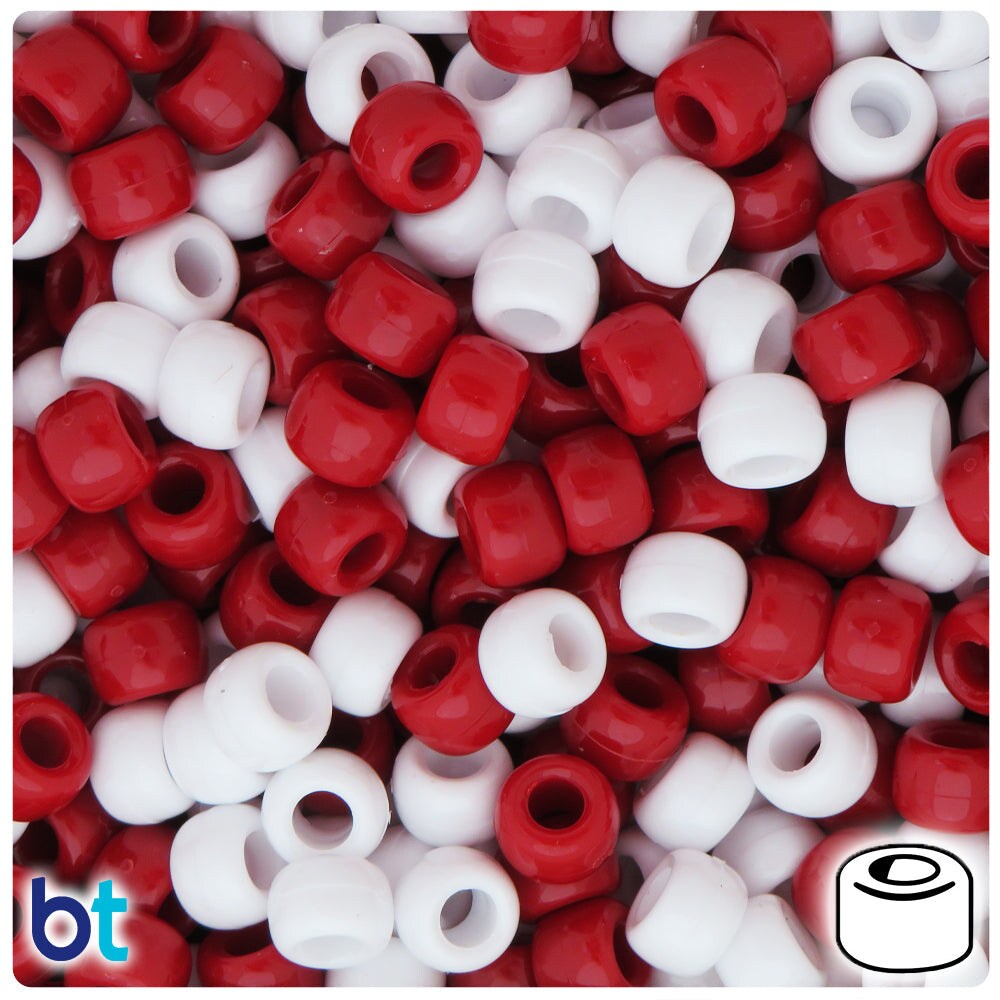 BeadTin Jolly Mix Opaque 9mm Barrel Plastic Pony Beads (500pcs)