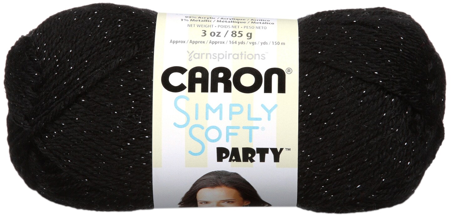 Caron Simply Soft Party Yarn-Black Sparkle