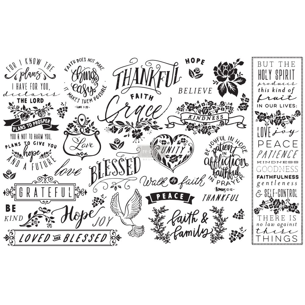 Découpage Décor Tissue Paper - Thankful & Blessed - 2 sheets (19" x 30")