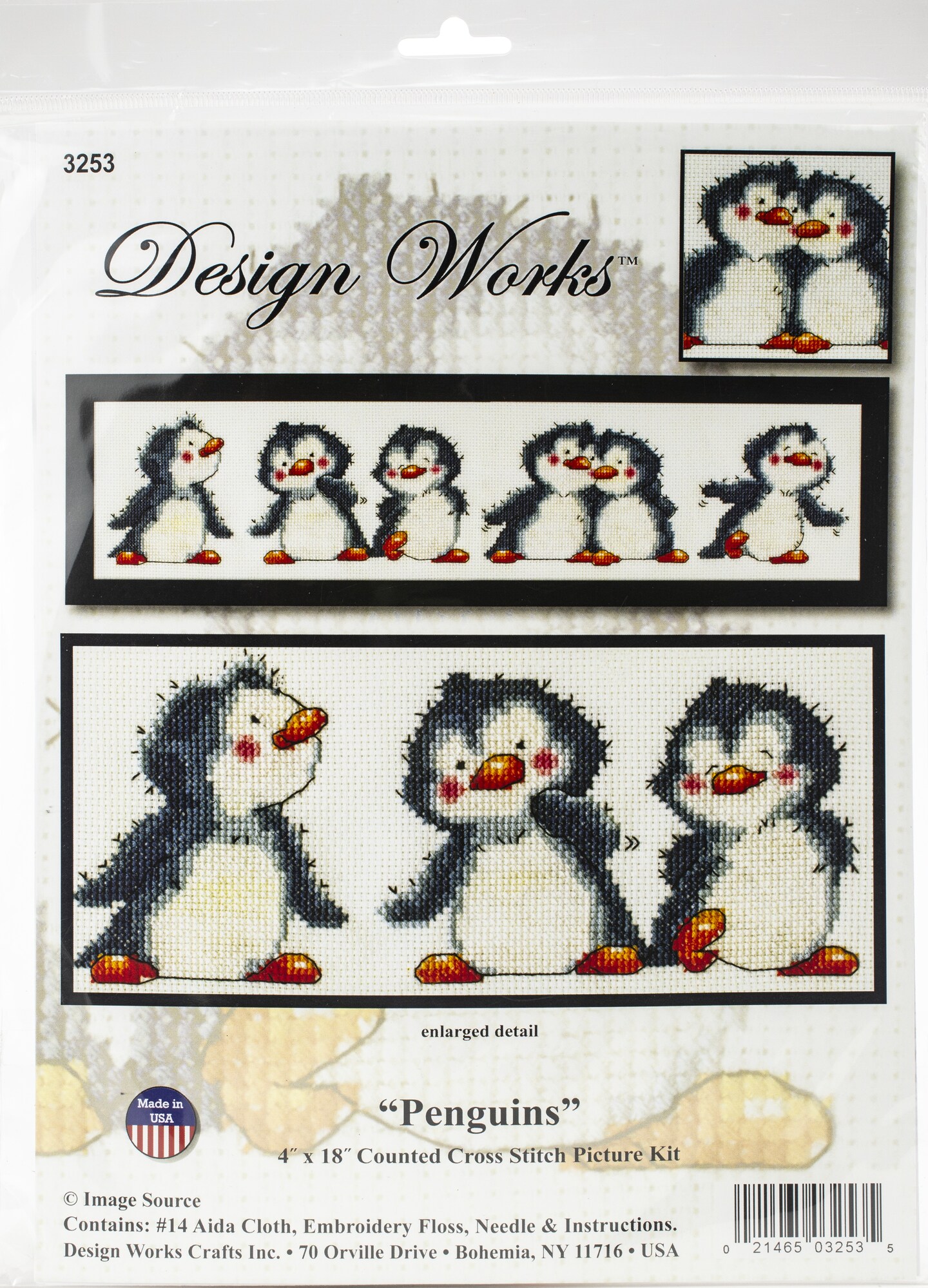 Design Works Counted Cross Stitch Kit 4&#x22;X18&#x22;-Penguin Row (14 Count)