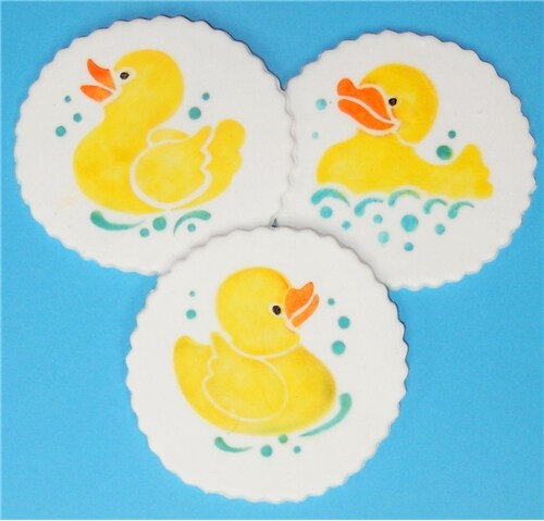 Rubber Duckies Cookie Set | C784 by Designer Stencils | Cookie Decorating Tools | Baking Stencils for Royal Icing, Airbrush, Dusting Powder | Reusable Plastic Food Grade Stencil for Cookies | Easy to Use &#x26; Clean Cookie Stencil