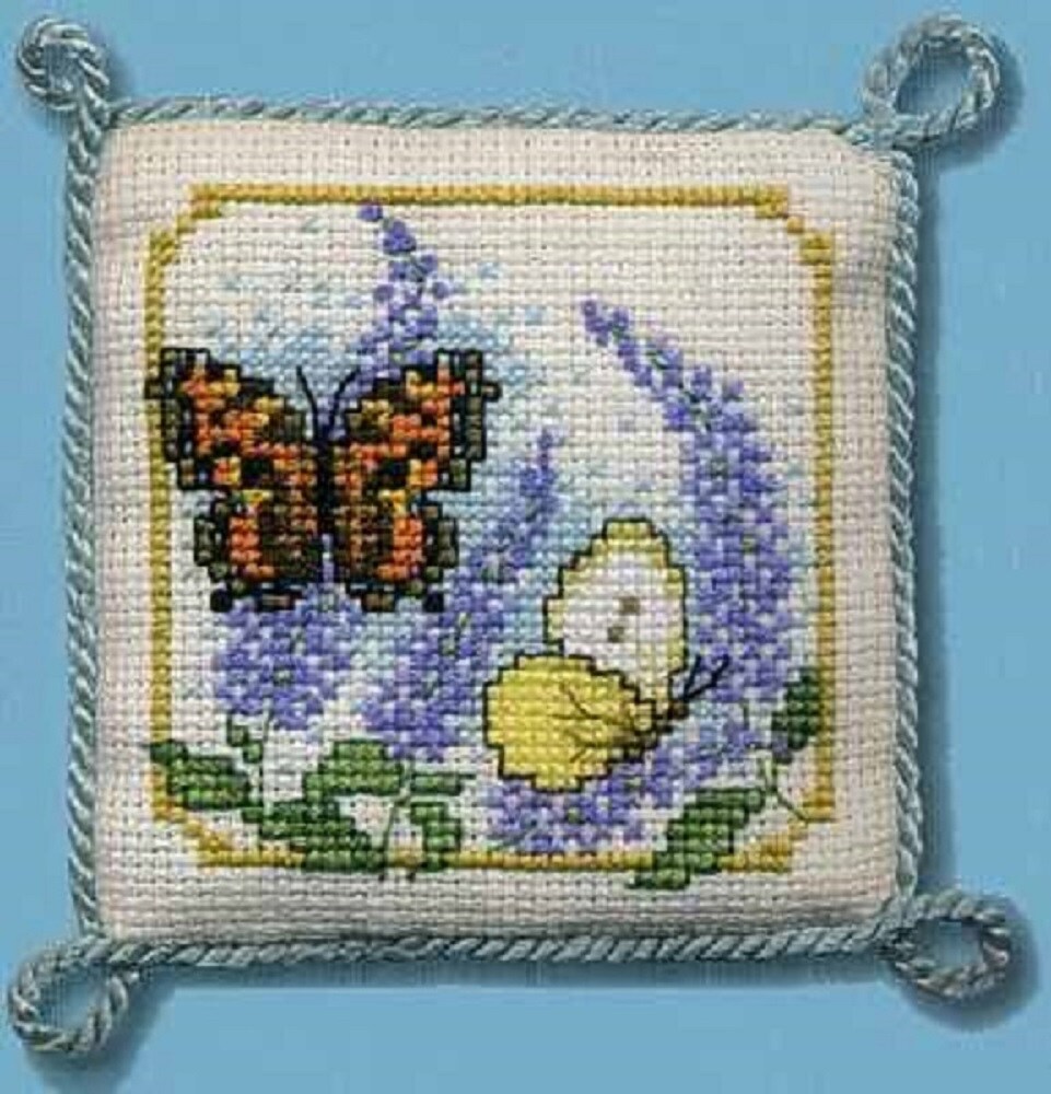 Textile Heritage Pincushion Counted Cross Stitch Kit Butterflies