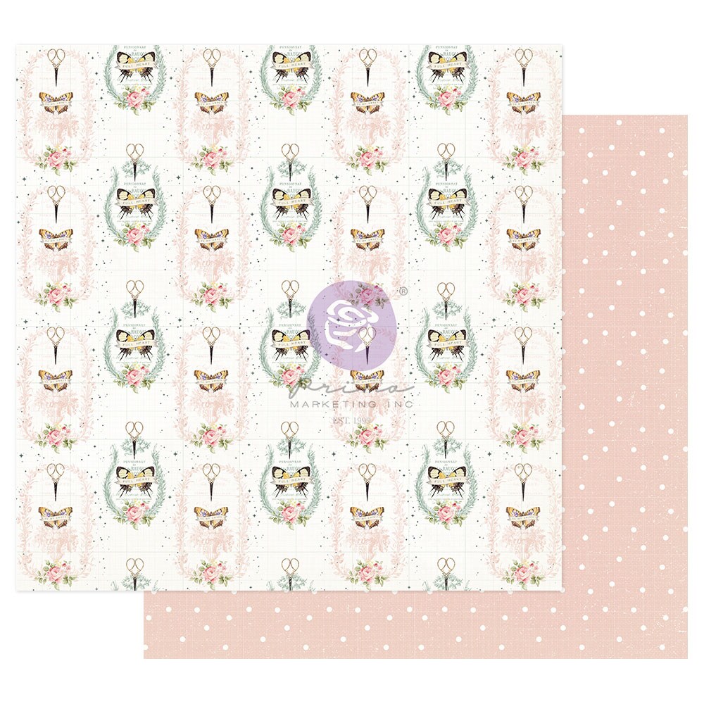 Prima Marketing Inc My Sweet Collection 12x12 Sheet - Sewn With Love - 1 Sheet W/ Foil Details / Paper  655350996925