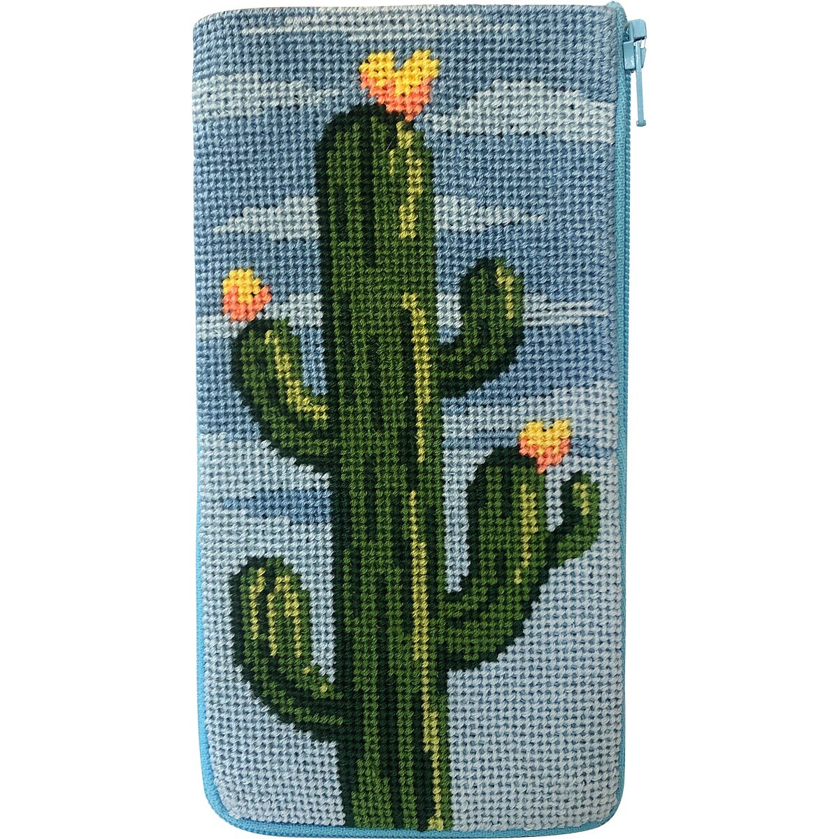 Stitch & Zip Eyeglass Case Needlepoint Kit- Flowering Cacti