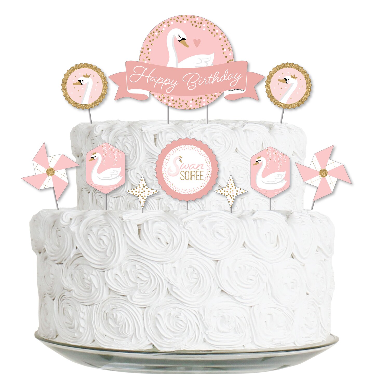 Big Dot of Happiness Swan Soiree - White Swan Birthday Party Cake ...