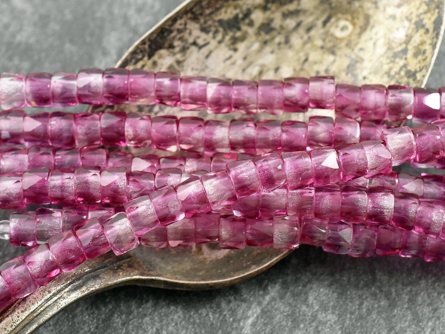 *25* 6mm Fuchsia Crystal Large Hole Faceted Crow Beads