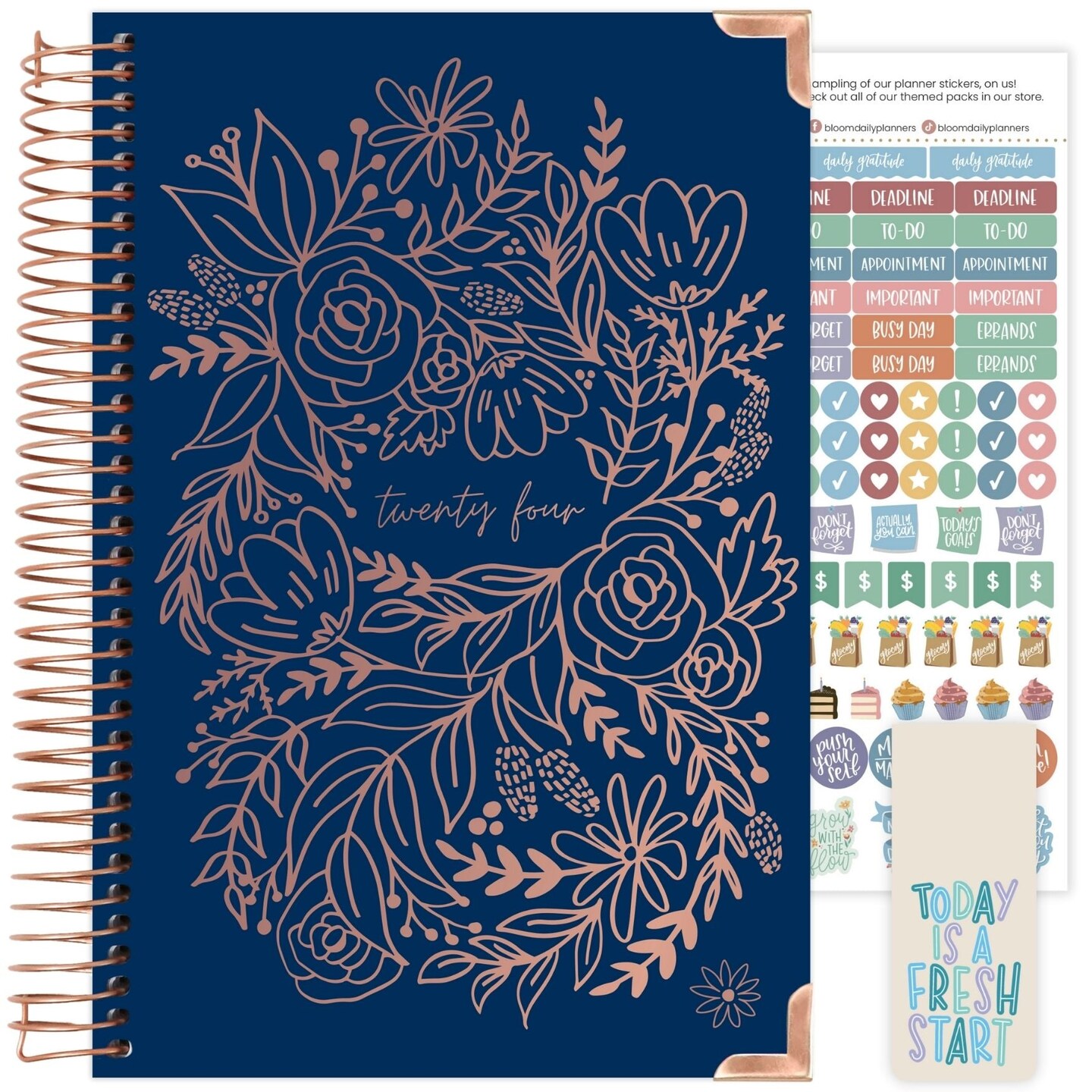 bloom daily planners 2024 Hard Cover Planner, 5.5" x 8.25", Embroidery