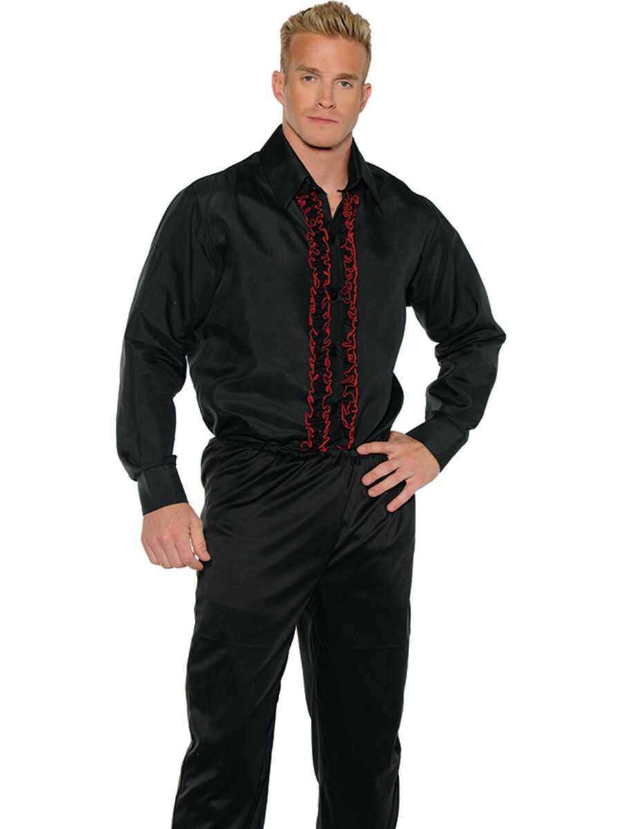 Men&#x27;s Black Tuxedo Costume Shirt