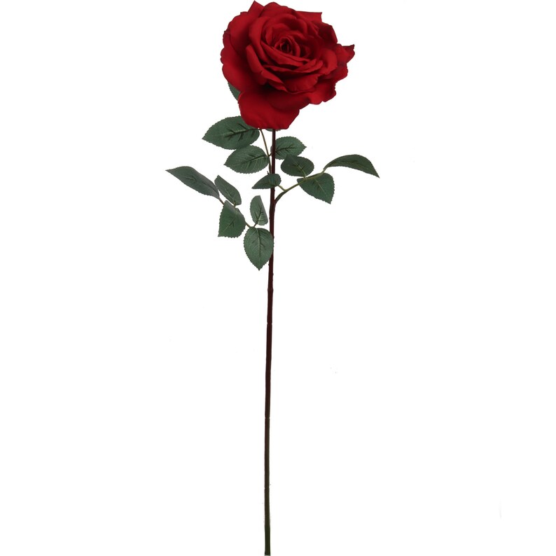 Crimson Charm: 3-Pack of 30" Silk Red Queen Anne Rose Stems with Realistic Foliage and Stem - Perfect for Valentine's Day, Weddings, and DIY Floral Arrangements
