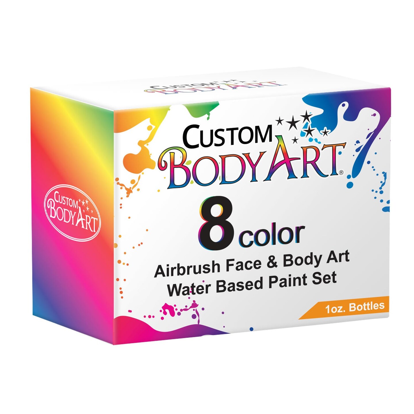 8 Primary Color Airbrush Face & Body Water Based Painting Set, 1 oz