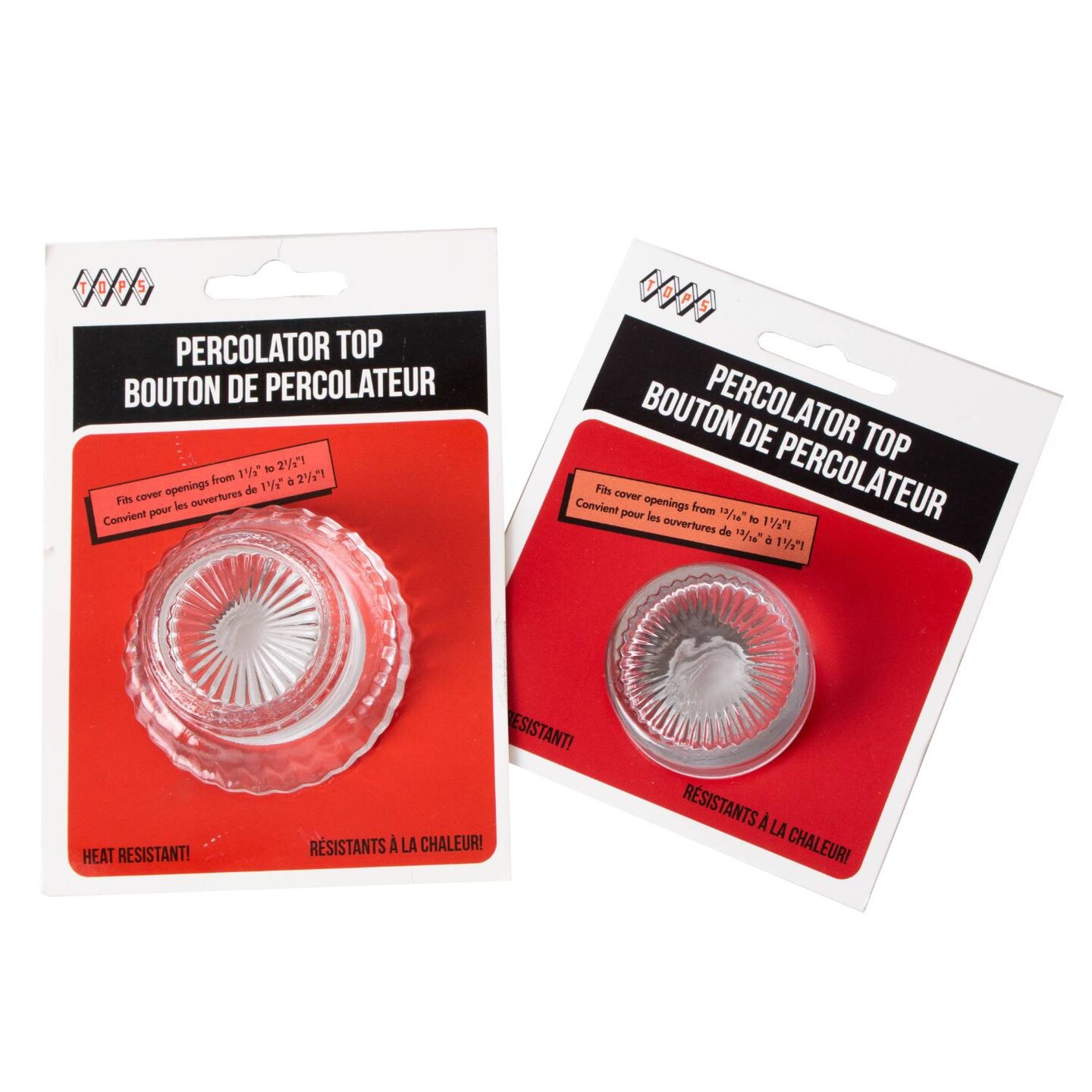 Percolator Top Knobs Clear Glass USA Made Set of 2 Sizes Small and Large