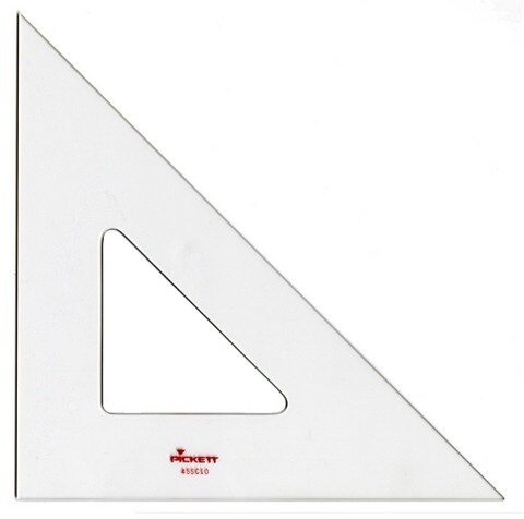 Pickett Clear Scolastic Triangle 45/90 Styrene 10 Inch