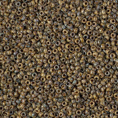 Miyuki 15/0 Round Seed Bead, 15-4517, Opaque Brown Picasso, 8 grams