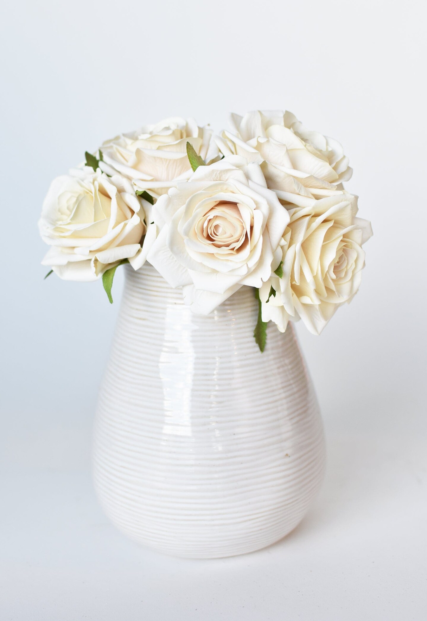 7.5&#x22; Faux Cream Rose Bundle (3)