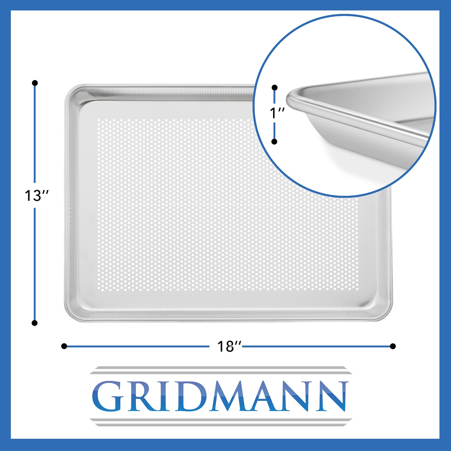 GRIDMANN Commercial Grade Aluminium Cookie Sheet Baking Tray - 6 Pans