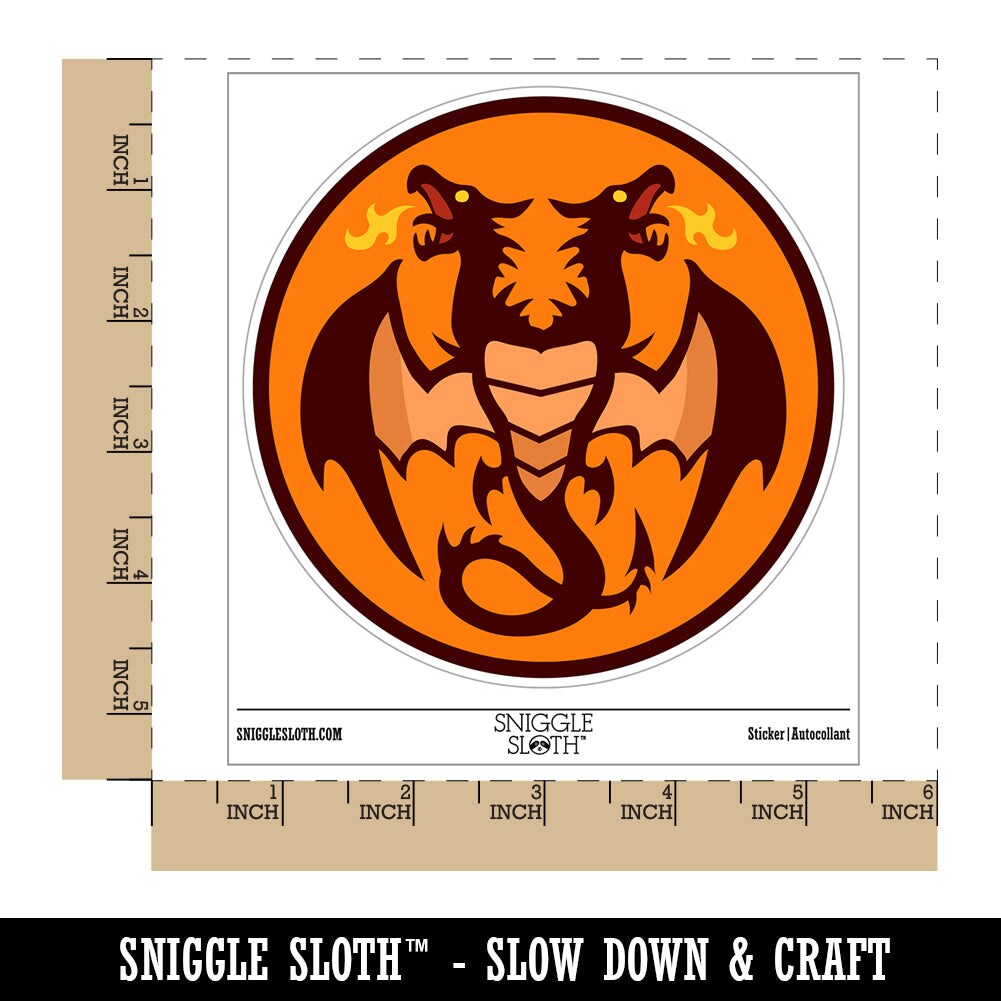 Two Headed Dragon Drake Wyvern Waterproof Vinyl Phone Tablet Laptop Water Bottle Sticker Set - 5 Pack