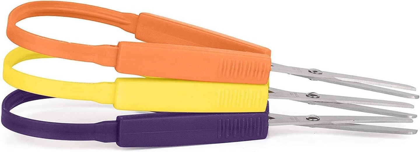Loop Scissors for Teens And Adults 8 Inches (3-Pack) Colorful Looped, Adaptive Design, Right and Lefty Support, Small, Easy-Open Squeeze Handles, Supports Elderly and Special Needs