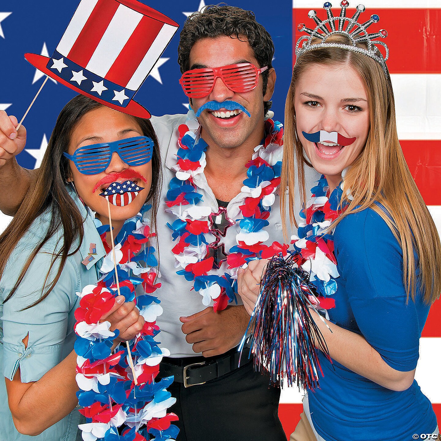 Patriotic Plastic Flower Leis