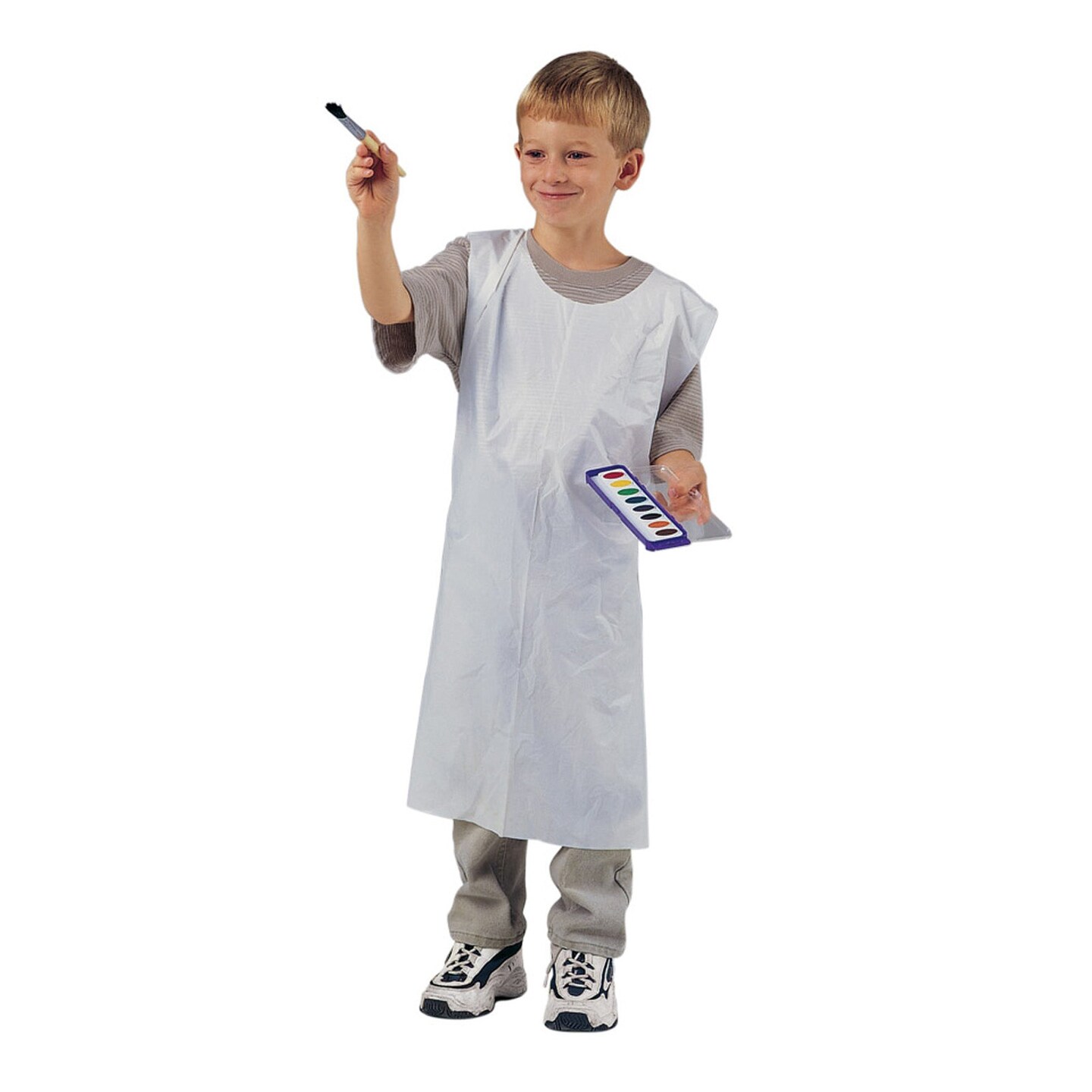 Youth Disposable Aprons, White, 24&#x22; x 35&#x22;, 100 Count
