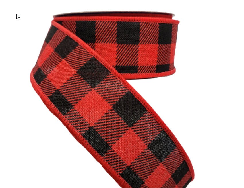 Rustic Red and Black Buffalo Plaid Wired Ribbon - 1.5&#x22;x10YD - Perfect for Crafting, Decorating, and Gift Wrapping (RG01805MA)