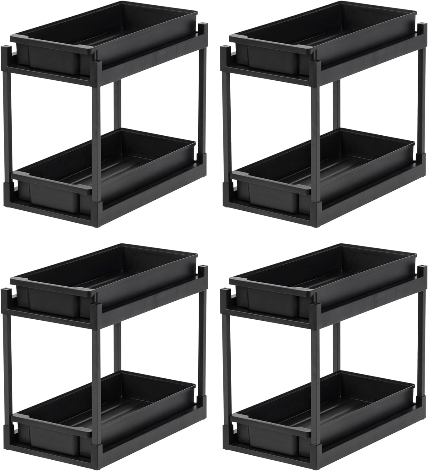 IRIS USA 2-Tier Under Sink Organizer, Storage with Sliding Drawers - Versatile solution for Office, Kitchen or Bathroom - Black