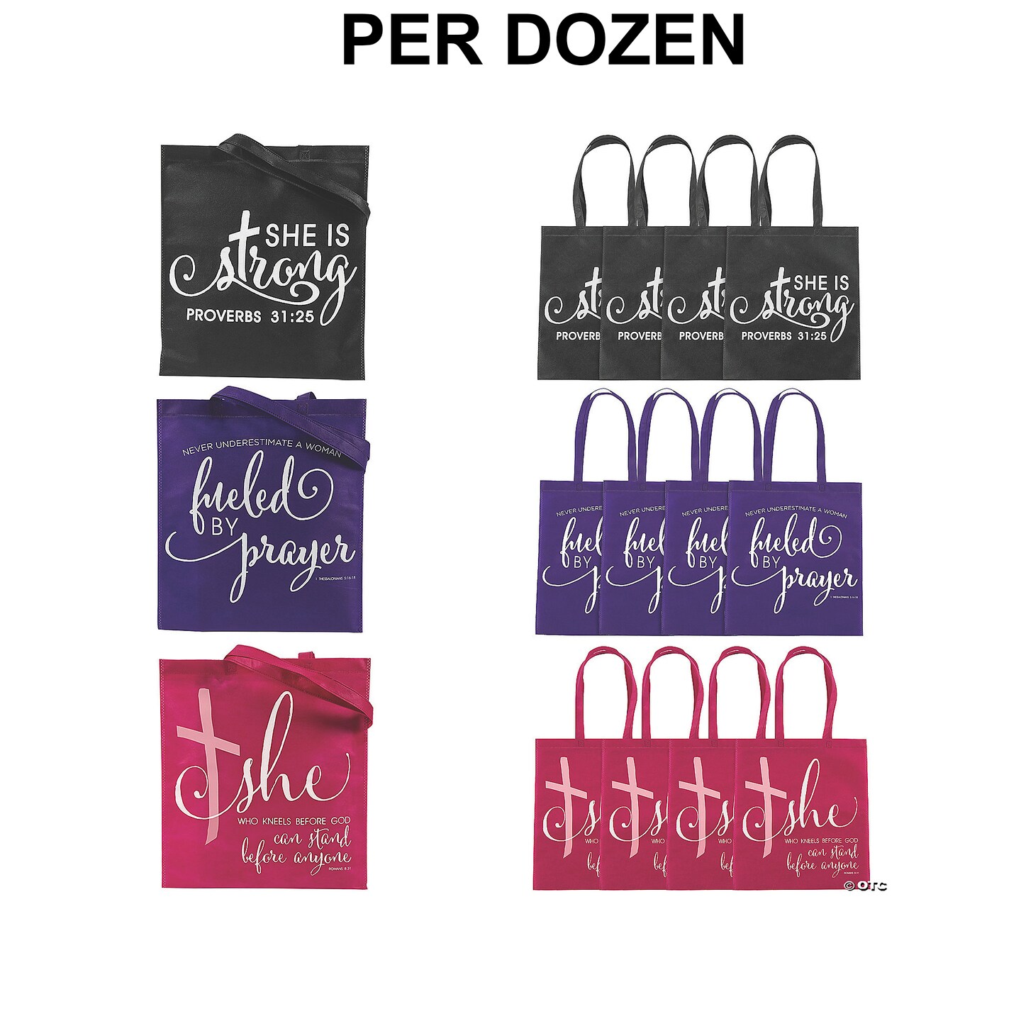 15&#x22; x 17&#x22; Large Woman of God Nonwoven Tote Bags - 12 Pc