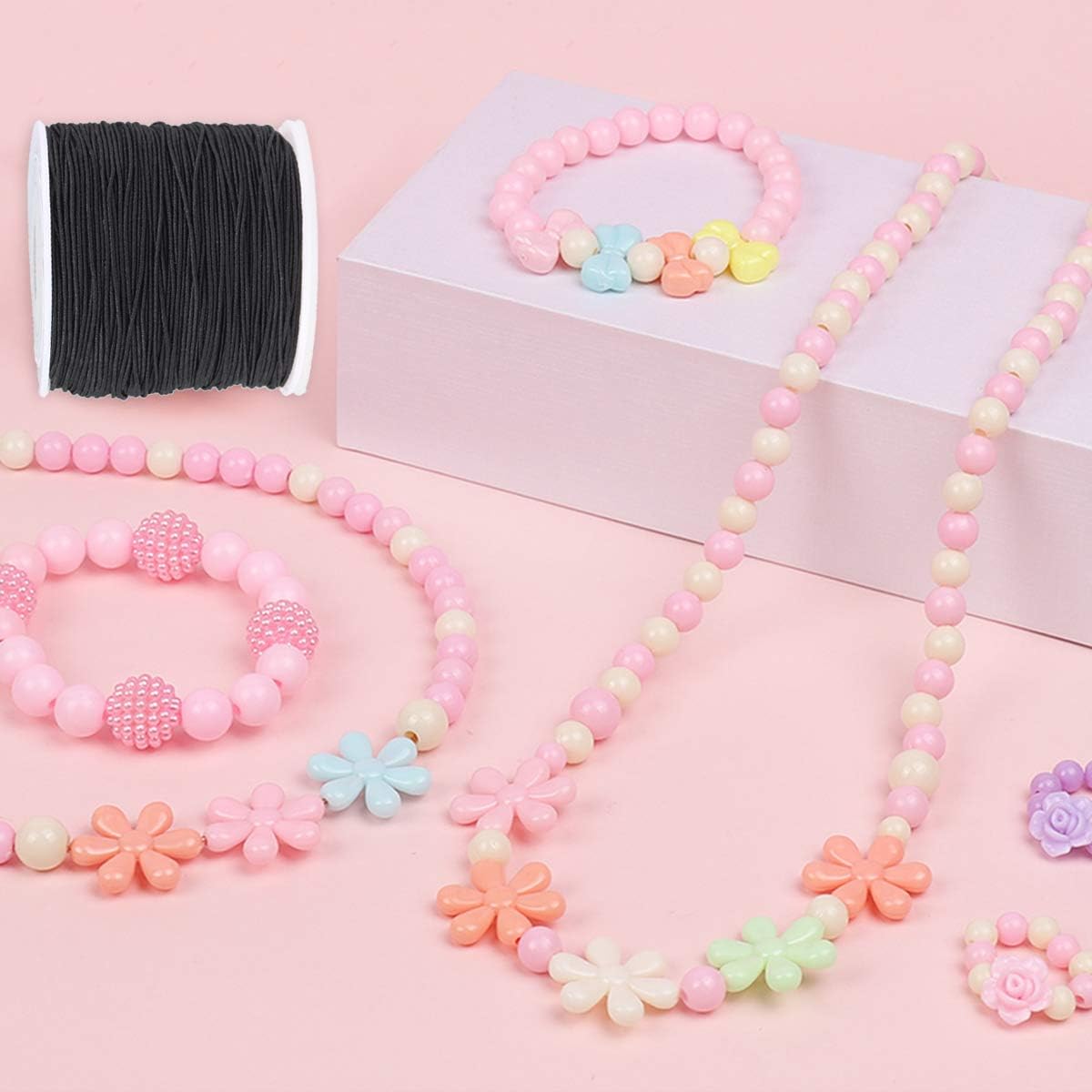 1mm Black Elastic Cord Beading Thread Stretch String for Bracelet Making