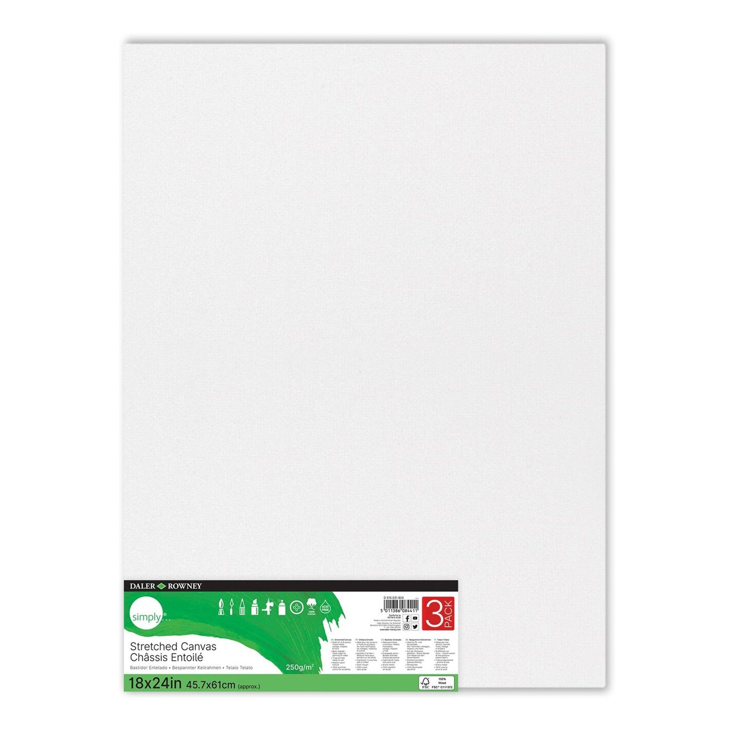 Simply White Canvas Panels Set, 18&#x22; x 24&#x22;, 3-Pack