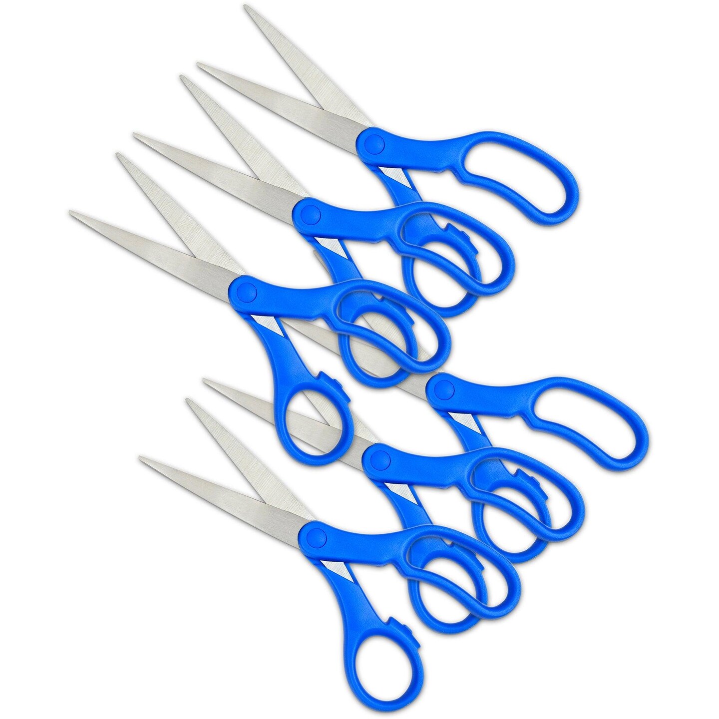 Scissors 8&#x22;, Blue Handle, Pack of 6