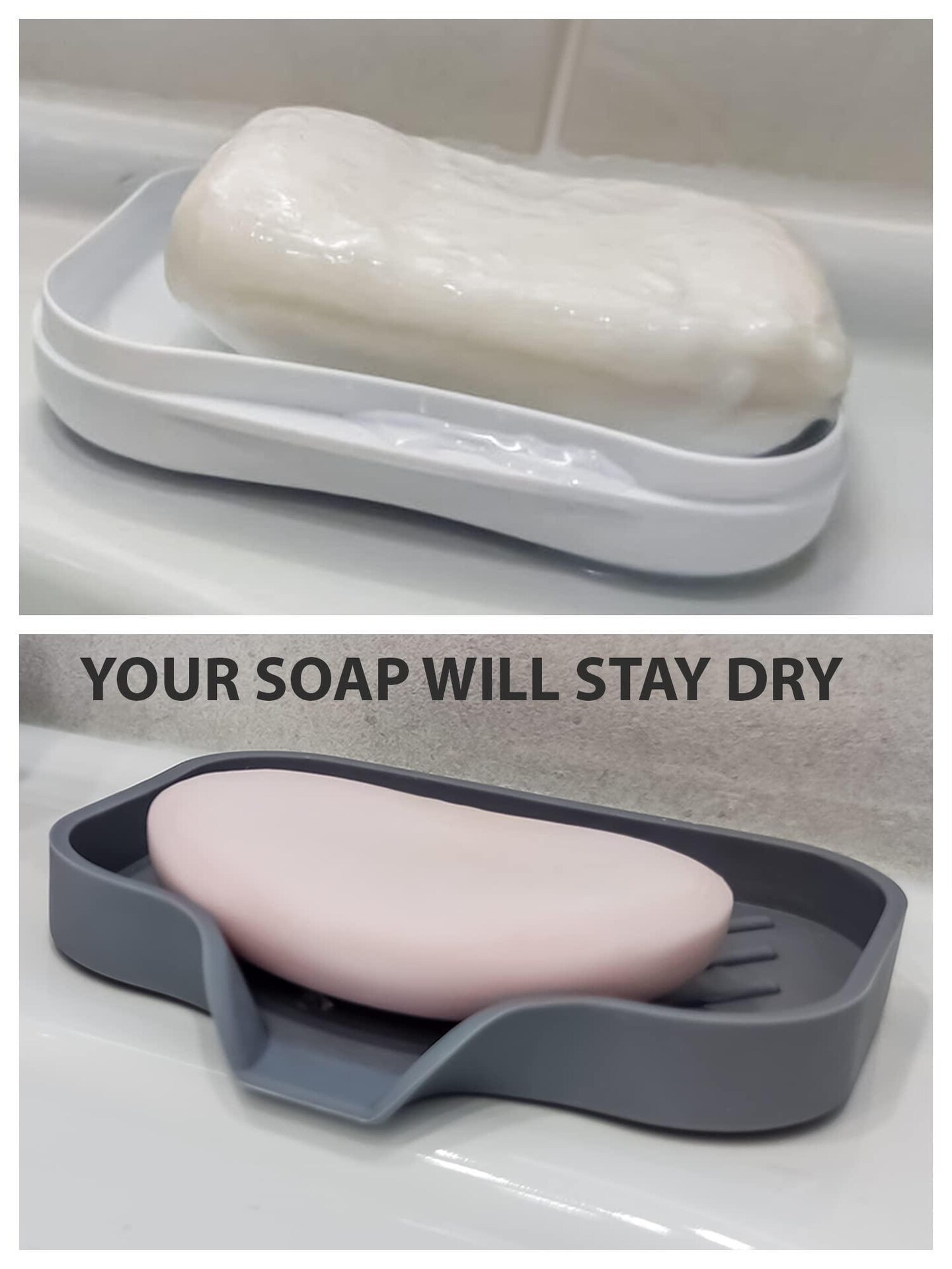 1 pcs Grey Silicone Soap Tray   Self Draining Soap Dish   Soap Holder Self Draining   Soap Dish for Bar Soap   Soap Dishes That Drain   Soap Dish for Sink   Organizer for Bathroom end Kitchen.