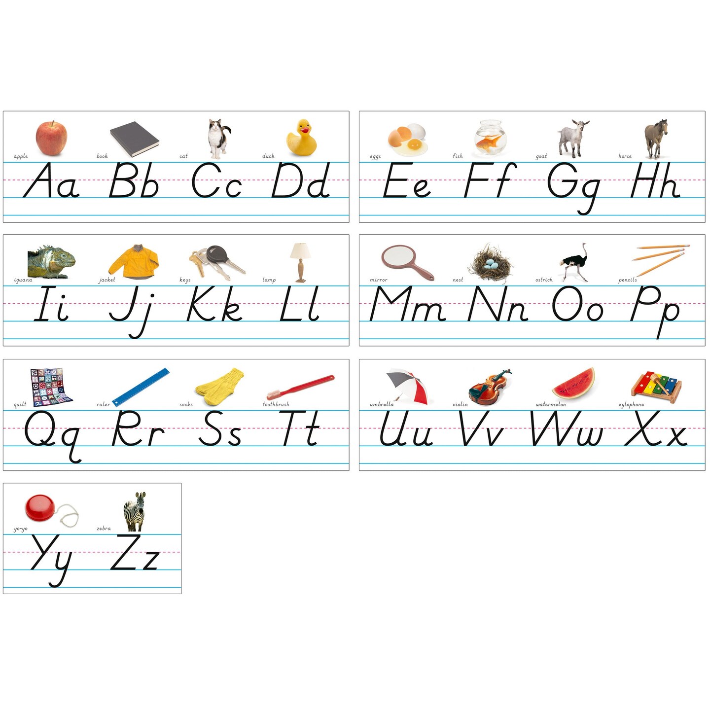 Photo &#x26; Modern Manuscript Alphabet Lines Bulletin Board Set, 2 Sets