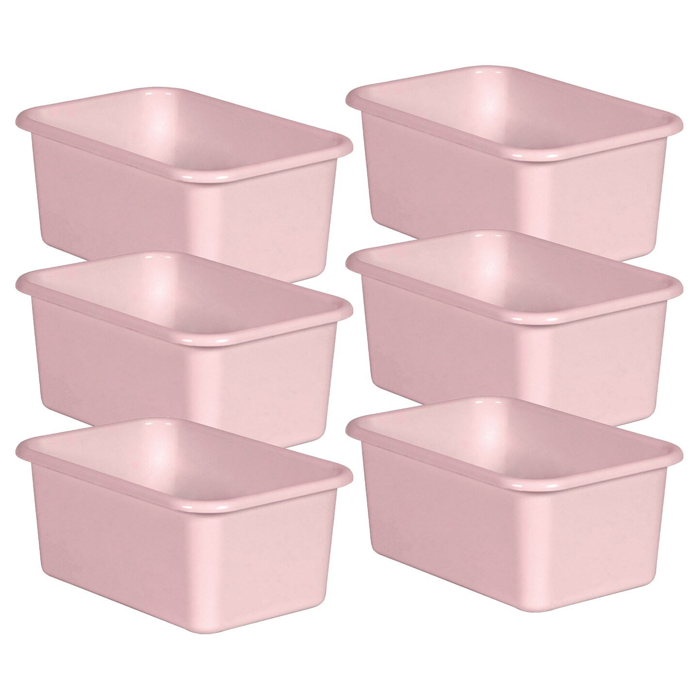 Blush Small Plastic Storage Bin, Pack of 6