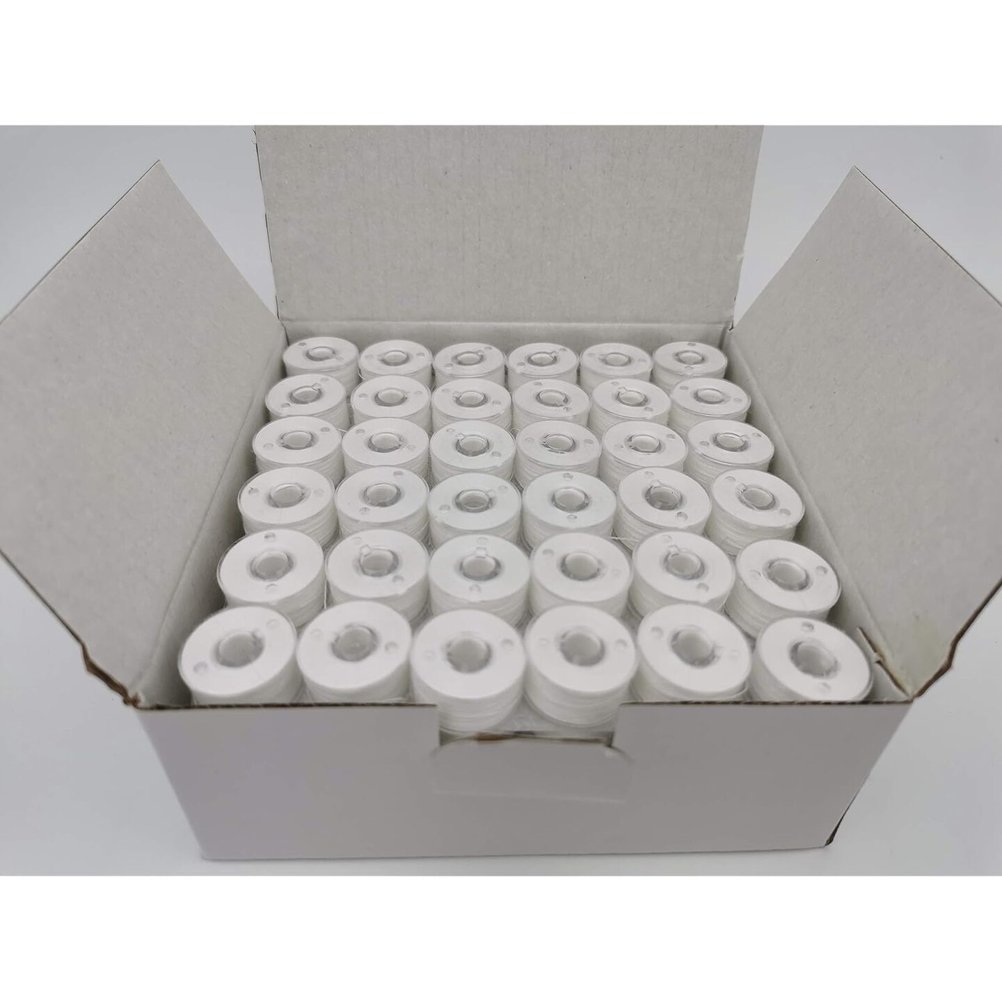 144pcs Prewound Bobbins Size A for Domestic Sewing/Embroidery Machines, Compatible with Brother Machines, Plastic Sided, Size A, Class 15, 15J, SA156, White, 100% Polyester, 60S/2 100 Yards