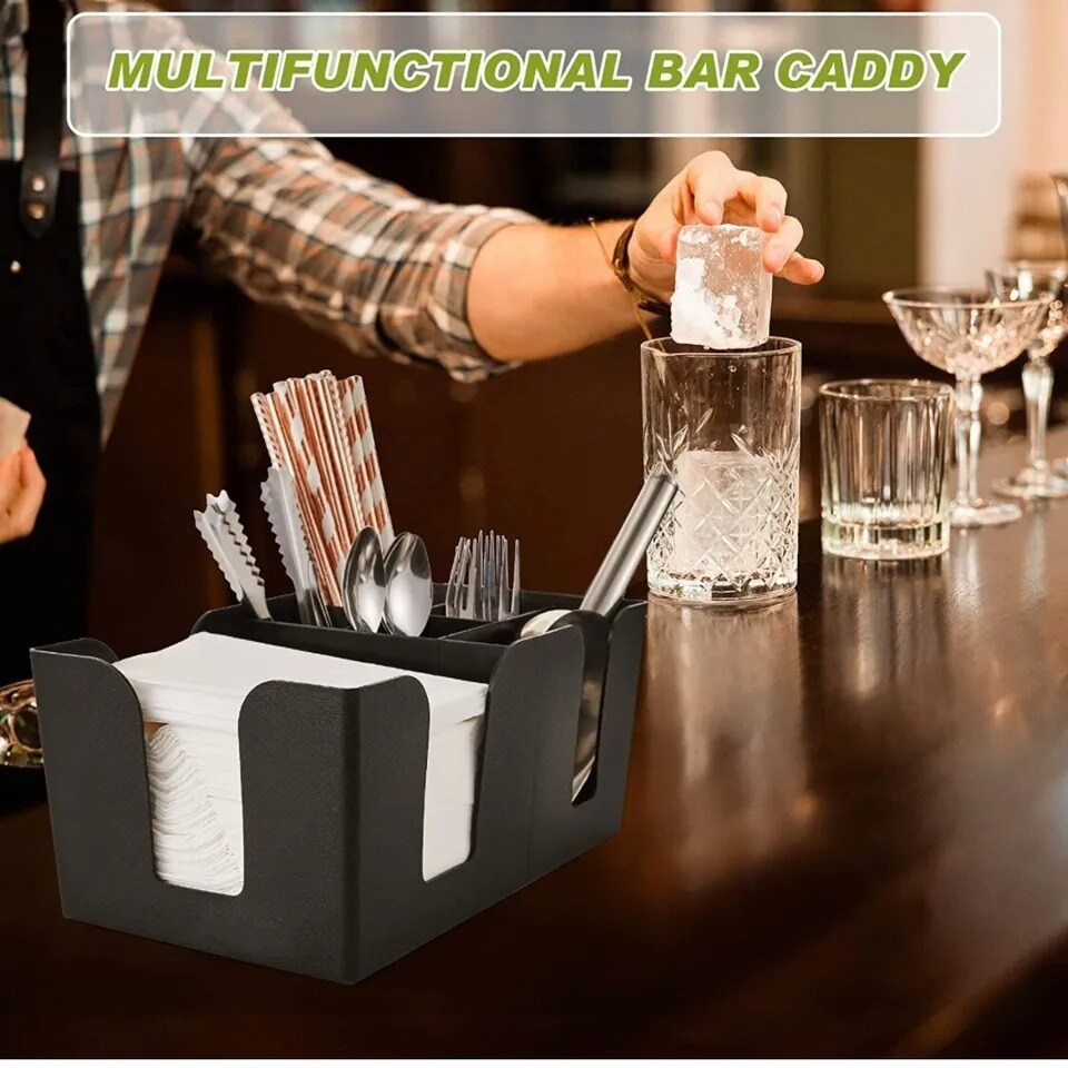 Black Plastic Bar Caddy Utensil