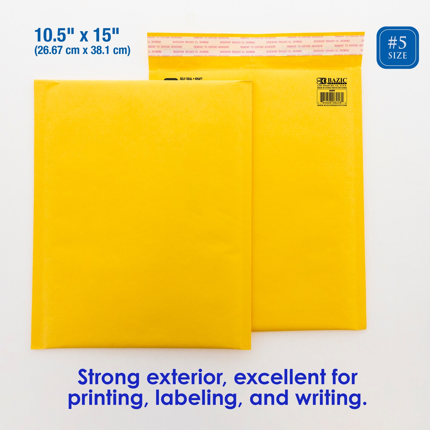 BAZIC Self-Seal Bubble Mailers (#5) 10.5&#x22; X 15&#x22;