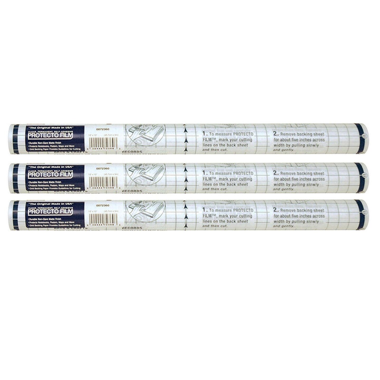 Protecto Film&#x2122;, Clear, Non-Glare Plastic, 18&#x22; x 10&#x27;, 3 Rolls