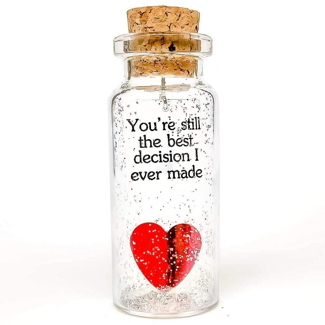 for Her &#x26; Him Romantic Present for Boyfriend Girlfriend Custom Message I Love You Gifts to Wife Husband (Heart   You&#x27;re Still The Best Decision I Ever Made in a Bottle)