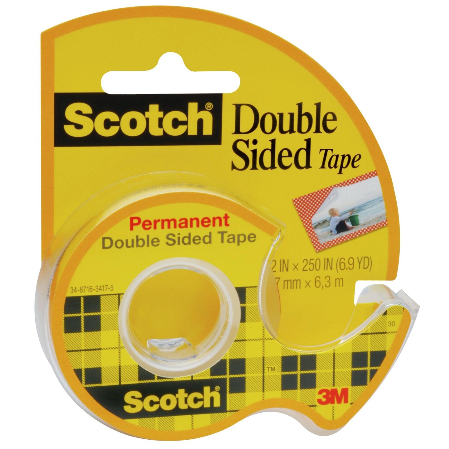 Double Sided Tape Dispenser Rolls, 1/2&#x22; x 250&#x22;, 6 Rolls