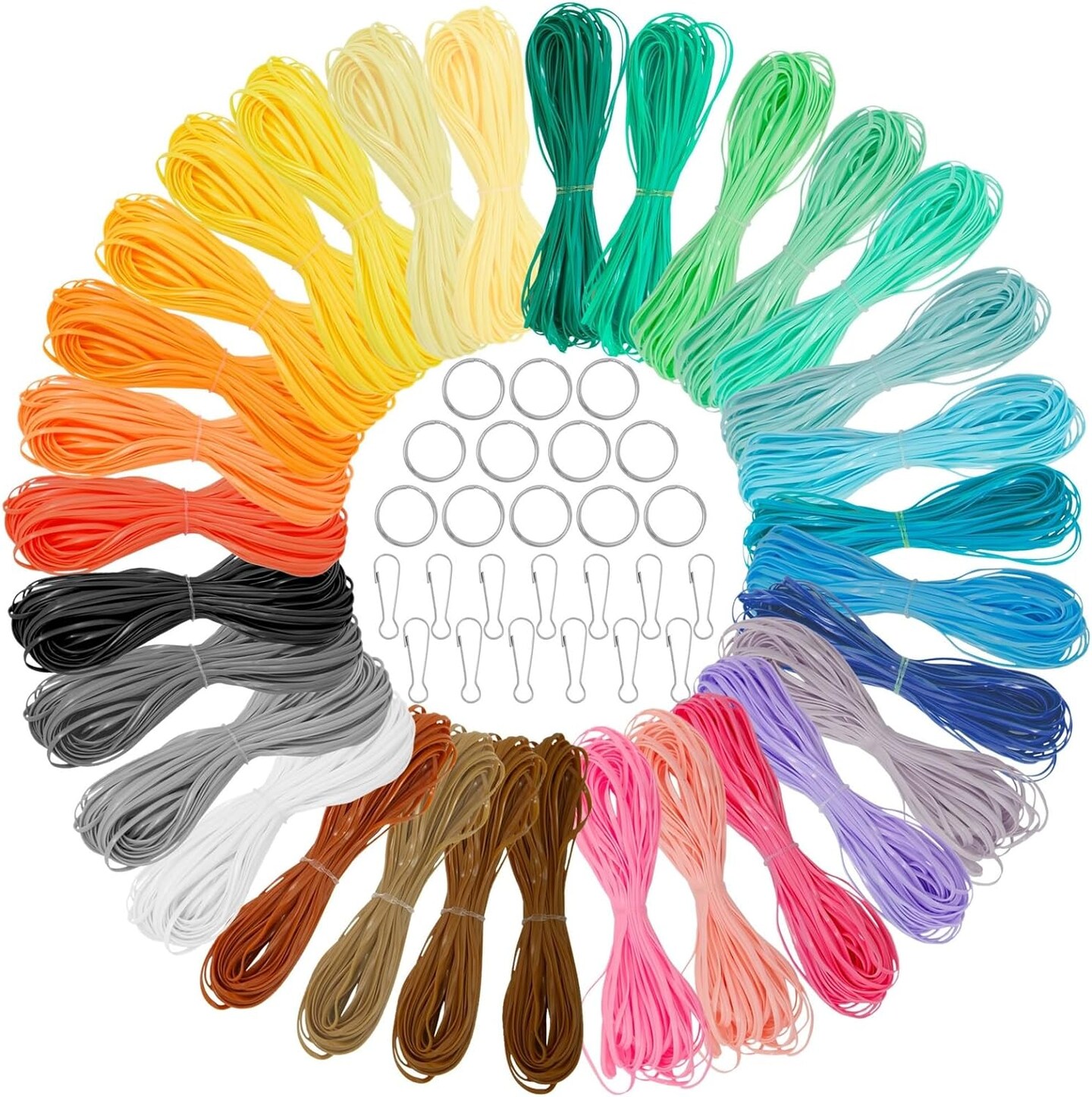 31 Color Lanyard String Kit, Gimp String for Bracelets Boondoggle Keychains, Plastic Cord with Rings and Hooks (40 Ft Each Roll)