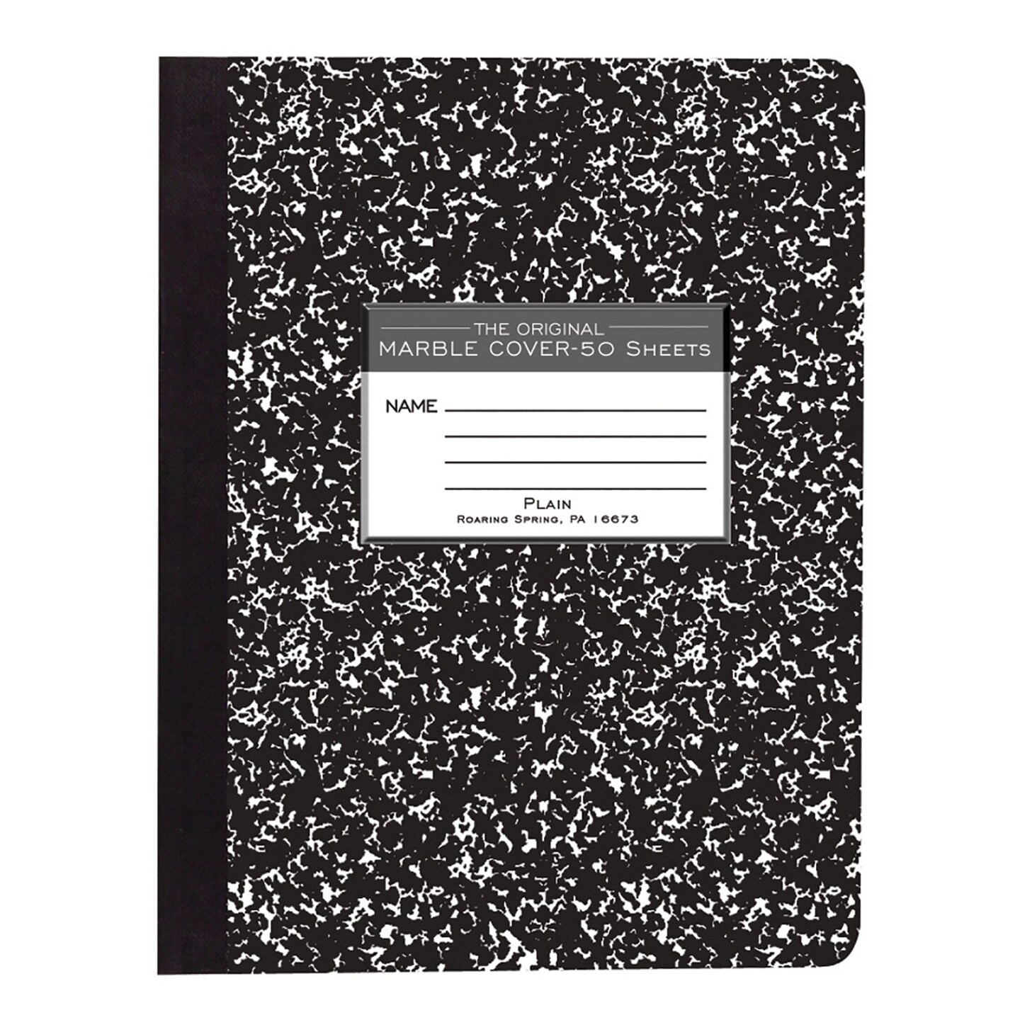 Composition Book, Unruled, 50 Sheets, 9.75&#x22; x 7.5&#x22; , Black Marble, Pack of 12