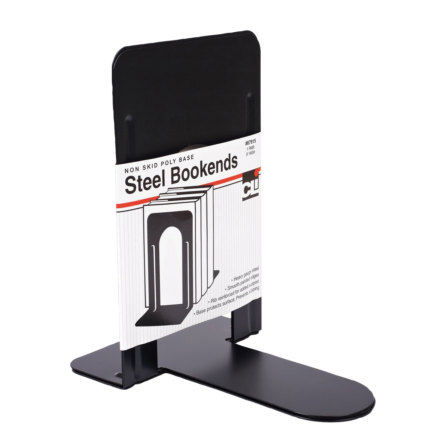 Bookends, 9&#x22; Height, Black, 2 Per Set, 3 Sets