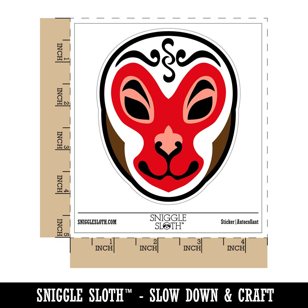 Monkey King Chinese Opera Mask Waterproof Vinyl Phone Tablet Laptop Water Bottle Sticker Set - 5 Pack