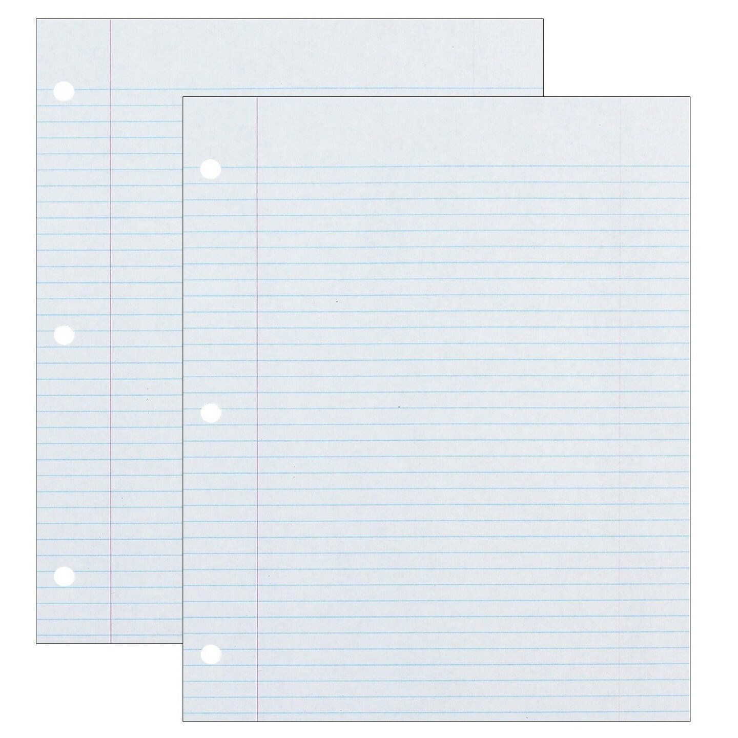 Recycled Filler Paper, White, 3-Hole Punched, 9/32&#x22; Ruled w/ Margin 8-1/2&#x22; x 11&#x22;, 500 Sheets Per Pack, 2 Packs