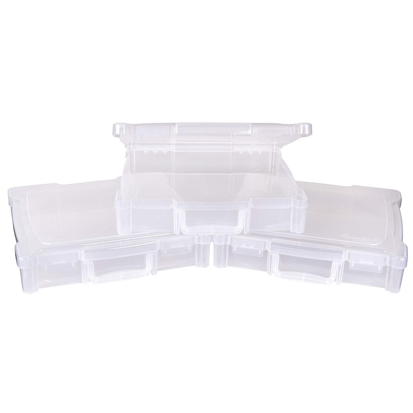 12&#x22; x 12&#x22; Portable Art &#x26; Craft Organizer with Handle 3-Pack, [3] Plastic Storage Cases, Clear